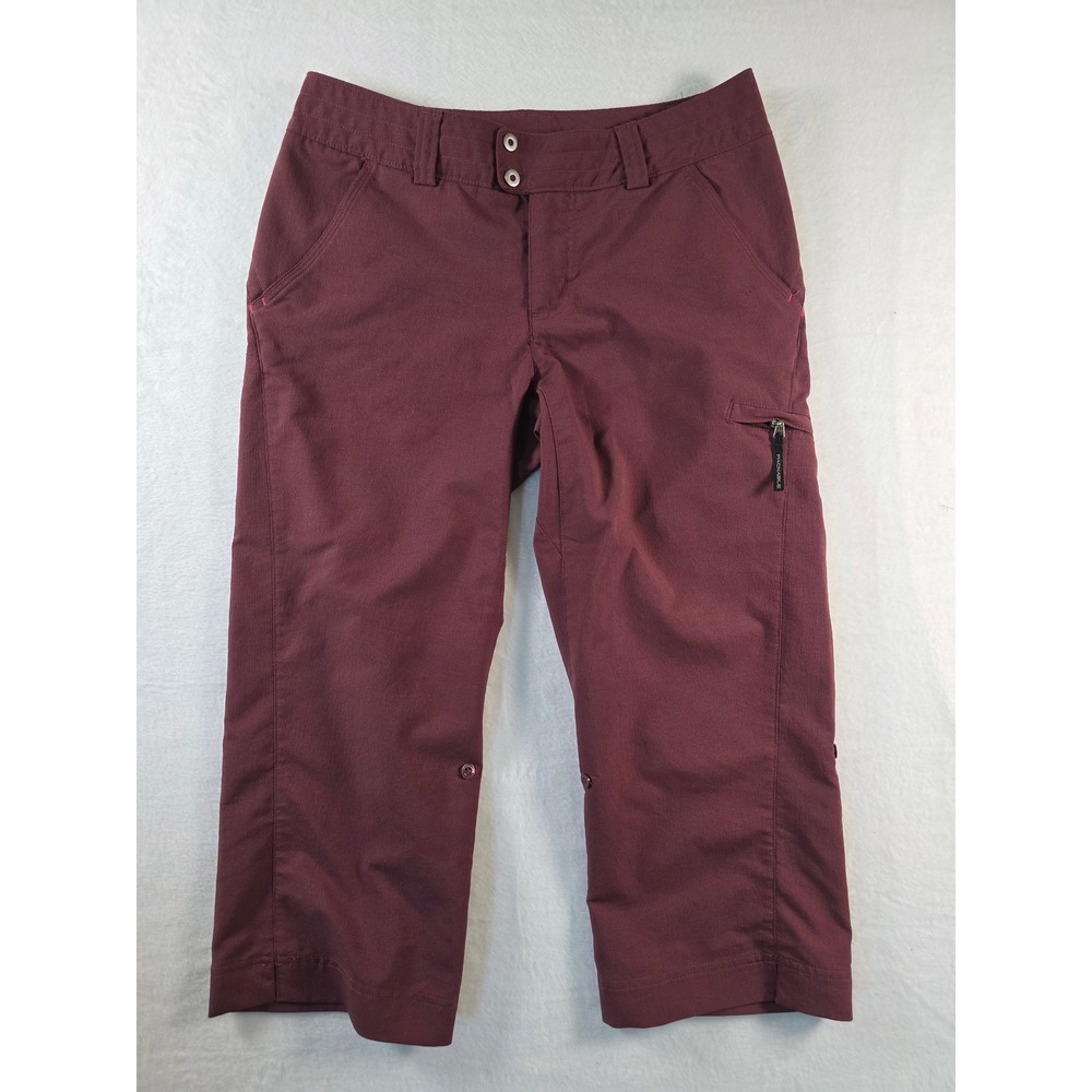 Columbia Titanium Capri Pants Omni-Shade Packable Hiking Size 4 Burgundy Outdoor
